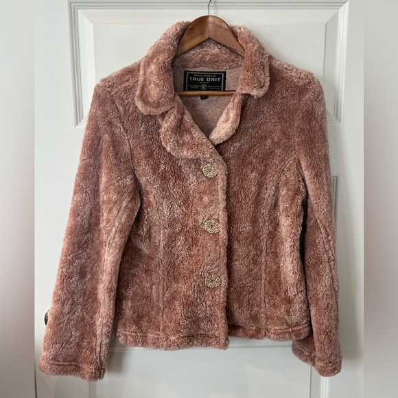 VINTAGE True Grit Princess Seam Plush Faux Fur Ladies Jacket SZ M - Picture 1 of 4